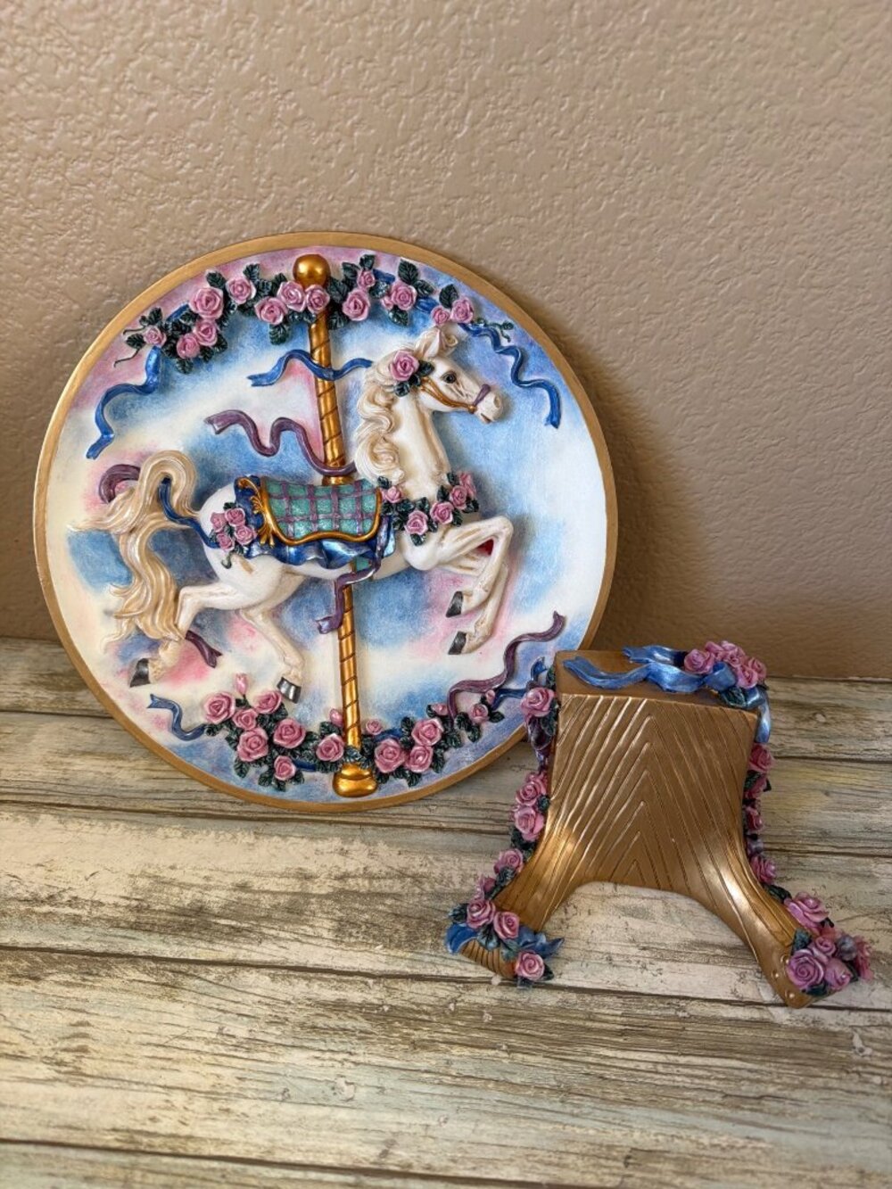 Vintage San Francisco Music Box Co Musical Box Carousel Plate w/Stand NEW in Box - Picture 14 of 16